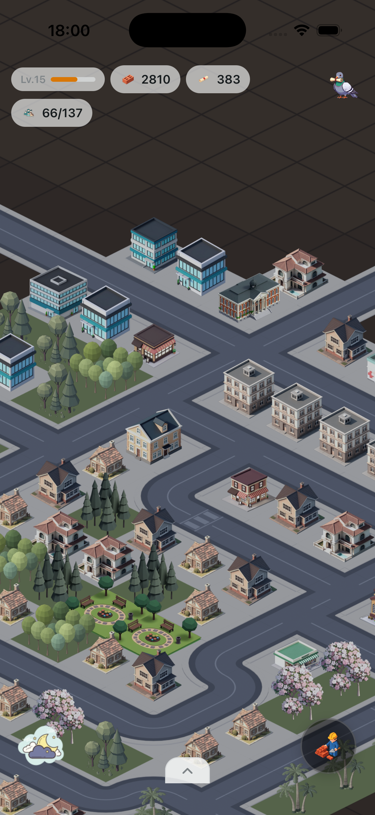 Dovilo isometric city built from completed tasks